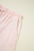 Mineral Wash Flower Applique Drawstring Cropped Wide Leg Pants